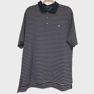 Ralph Lauren Golf Short Sleeve Polo Blue White Pinstripe XL Pima Cotton